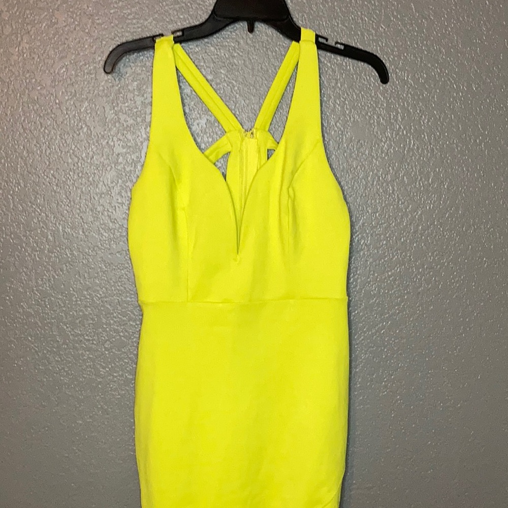 Neon yellow, deep V-neck, BRAND NEW dress